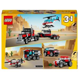 LEGO Creator Camión Plataforma con Helicóptero 31146 Juego de Construcción con 270 Piezas para Niños a partir de 7 años