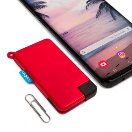Veho Power Bank Pebble Pokket 1000mAh, Batería Externa Micro Llavero Ultra Fina de Emergencia para Bolsillo - Roja