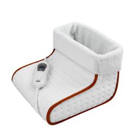 Edm Calienta Pies Eléctrico 100W, Regulador Temperatura, 220-240V, Textil Blanco, 30 x 30 x 24 cm