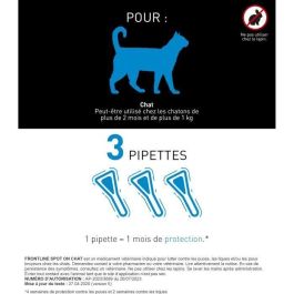 Pipetas antiparasitarias para gatos FRONTLINE 3 SPOT ON: pulgas, garrapatas y piojos Pipetas antiparasitarias para gatos FRONTLINE 3 SPOT ON: pulgas, garrapatas y piojos
