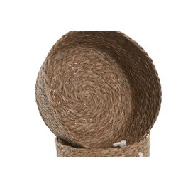 DKD Home Decor Cesta de Almacenaje Básicos de Fibra Natural 30x30x15 cm - Set de 3 Cestas Decorativas