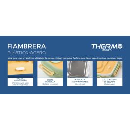 Fiambrera de plástico y acero cuadrada 750 ml Thermosport (6 Unidades) Fiambrera de plástico y acero cuadrada 750 ml Thermosport (6 Unidades)