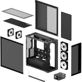 ARCTIC Xtender Black Midi Tower con Ventana, Vidrio Templado y Soporte GPU Vertical para Gaming EATX