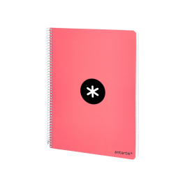 Antartik Cuaderno espiral A4 micro tapa dura 80 hojas 100gr cuadro 5mm color coral