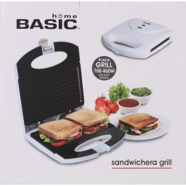 Basic Home Sandwichera Plana Blanca 700-800 W, 21.8 x 21.5 x 6.5 cm (4 Unidades)