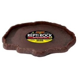 ZooMed Repti Rock Comedero para Reptiles Mediano - Bordes Bajos, Superficie No Porosa y que No Almacena Bacterias 18,5x14,5 cm