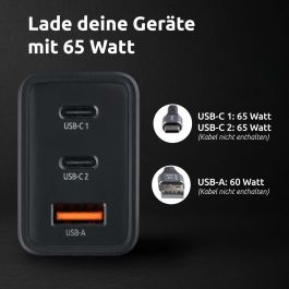 Cargador de Pared INTENSO W65ACC Negro 65 W
