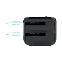 TooQ TQDS-802 Dock Station para 2 Discos Duros SATA 2.5 y 3.5 pulgadas, USB 3.0 (5 Gbit/s), Función Clonación OTB, Negro