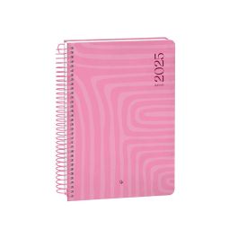 Agenda Espiral Liderpapel Syros A5 2025 Dia Pagina Color Rosa Papel 60 gr