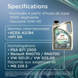 Totalenergies TOT3425901155456 Aceite de motor Quartz EV3R 10W-40 - 5 litros