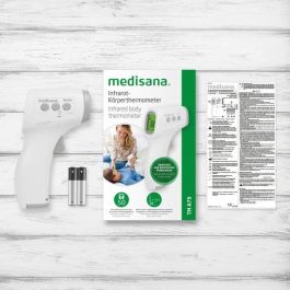 Medisana TM A79 Termómetro digital sin contacto con alarmas visuales (3 colores) y sonoras, 50 memorias, dispositivo médico certificado Medisana TM A79 Termómetro digital sin contacto con alarmas visuales (3 colores) y sonoras, 50 memorias, dispositivo médico certificado