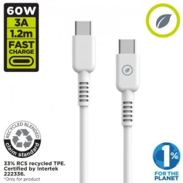 Muvit For Change MCUSC0008 Cable USB 2.0 Tipo-C Macho a Tipo-C, Carga hasta 60W, 480Mbps, 1.2m, Blanco