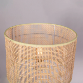 Pakdasht Lámpara de Mesa Ratán SKD-T1011 Natural Boho-Chic Metal Blanco Pantalla Ratán E27