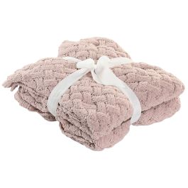 DKD Home Decor 2c25 Manta de Punto Sofá Poliéster Urban Rosa Palo 170x130cm 400gsm Pack 2 Unidades
