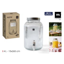 Inde Tarro Vidrio Dispensador con Grifo Lines 4L 15x26 cm