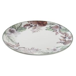 Plato Llano DKD Home Decor Flores Porcelana (27 x 27 x 2 cm)