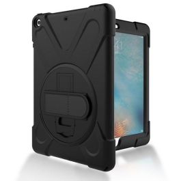 eSTUFF Funda Defender AUSTIN para iPad Air 9.7 sin protector de pantalla - Negra, Resistente a golpes, Soporte 360°, Correa