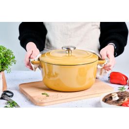 Cosy & Trendy COS5401110056843 Cacerola con tapa de hierro fundido esmaltado, Ø24 cm, 4.6 L, apta para todo tipo de cocinas, inducción, Azul