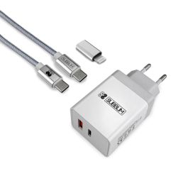SUBBLIM CARGADOR ULTRA RAPIDO 2xUSB DE PARED PD25W+QC3.0+Cable C to C y lightning Blanco Precio: 24.89000008. SKU: B1H2WMGS4W