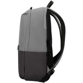 Targus Mochila Sagano Unisex para Portátil 15.6" Negro Gris, Material RPET Reciclado, con Múltiples Bolsillos y Protector de Lluvia