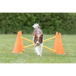 Trixie Kit de Agility para Perros - Lote de 3 Obstáculos con Conos Naranja y Amarillo Ø 23x30 cm y Barras 78 cm