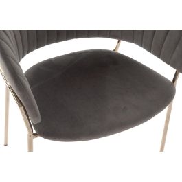 DKD Home Decor Silla Chic Gris Oscuro y Dorado de Poliester y Metal Desmontable 53x73x58 cm Altura Asiento 45 cm (2 Unidades)