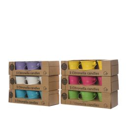 Decoris Set de 3 Velas de Citronela 45g Ø5x6.5cm Colores Surtidos
