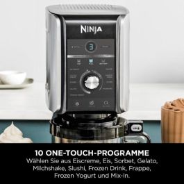 Ninja NC501EU Creami Deluxe Máquina de Helados y Batidos 2.1L con 3 Recipientes, Preparación de Sorbete, Negro/Plata