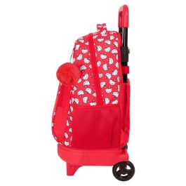 Mochila Escolar con Ruedas Hello Kitty Iconic Blanco Rojo 33 x 45 x 22 cm