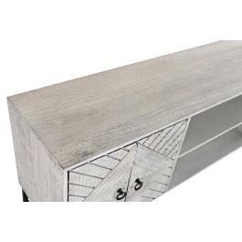 DKD Home Decor Mueble de TV con 4 Puertas y 1 Estantería, Madera de Mango y Metal, 180x40x60 cm, Blanco y Negro