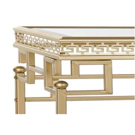 DKD Home Decor Mesa Centro Oriental de Metal y Espejo Dorado 44x85x48 cm