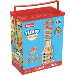 Jeujura Técap? Color Juego de Construcción y Equilibrio 200 Piezas de Madera Natural y Teñida