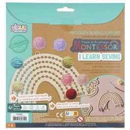 Jeux 2 momes Juego Aprende Costura Montessori con Soporte de Madera y 8 Ovillos de Colores