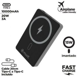 Muvit For Change MCCHP0010 Power Bank 10000mAh 20W Wireless Negra con Cable USB Tipo-C