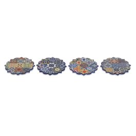 DKD Home Decor Posavasos Mediterráneo Diseño Azulejos Dolomite y Corcho Multicolor 10.8x10.8x0.7 cm Pack 72 Unidades Surtido Aleatorio