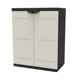 Plastiken TITANIO Armario bajo 2 puertas con estantes Beige y Negro A70 x P44 x H88 cm