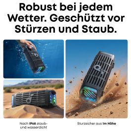 Anker Soundcore Boom 3i Altavoz Bluetooth Portátil 50W IP68 Resistente al Agua Negro con 16h Autonomía, Luz LED y TWS