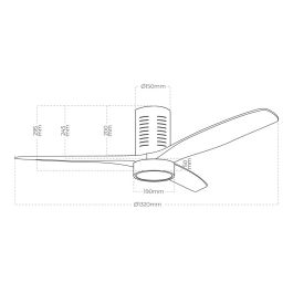 Edm Ventilador de techo Kara, 3 aspas de madera Ø132cm, luz LED 3000/4000/6000K, control por app, compatible con Alexa y Google Assistant, 30W Edm Ventilador de techo Kara, 3 aspas de madera Ø132cm, luz LED 3000/4000/6000K, control por app, compatible con Alexa y Google Assistant, 30W