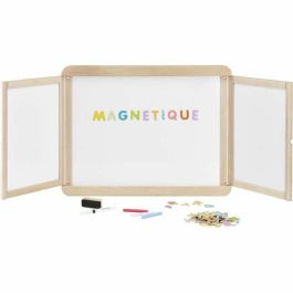 Jeujura Pizarra Tríptico Magnética para Pared JEU3225280880709 - Pizarra Central Magnética, 2 Paneles, Lado Blanco y Tiza