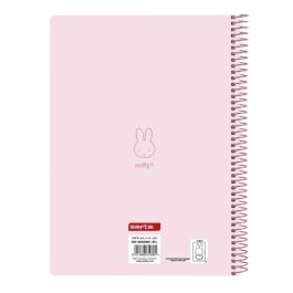 Safta Cuaderno Espiral Tamaño Cuarto, con 80 Hojas de 60 gramos, Cuadriculado de 4 mm, Tapa Extradura y Diseño Miffy Flores