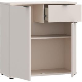 GANYMEDE GNMK222LU60 Pequeño mueble de almacenaje - aparador - 2 puertas, 1 cajón - Arena - 80,1 x 34,1 x 82,3 cm