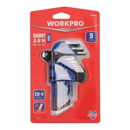 Workpro Juego de Llaves Allen Cortas Métricas 9 Piezas Acero Cromo-Vanadio 1.5-10mm Azul