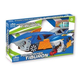 Camión tiburón portacoches, incluye 3 coches, 33x11x7cm