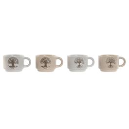 Cafe Tradicional DKD Home Decor Beige Blanco Roto 7.5 x 5.7 x 10 cm Set de 4