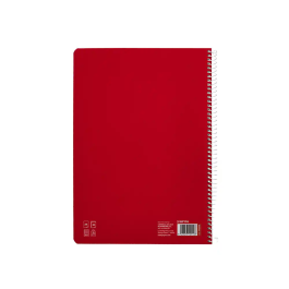 Liderpapel Cuaderno Espiral A4 Pautaguía Tapa Blanda 80 Hojas 75gr Cuadro Pautado 4mm Rojo