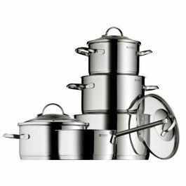 WMF Provence Plus - Set de Ollas y Cacerolas: Olla Baja 2.5L, Ollas Altas 1.9L, 3.3L, 5.7L y Cazo 1.7L, Plata