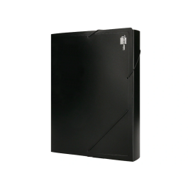 Liderpapel Carpeta Portadocumentos 36905 Polipropileno Din A4 Negra Lomo 50 mm con Cierre de Gomas y 2 Bolsillos para CD