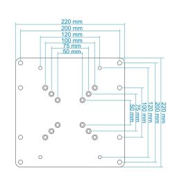 TooQ Adaptador VESA Vma0200 - B 200x200 200x100, Compatible con 50x50 a 200x200, Mín 23"