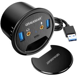 GRAUGEAR Concentrador USB 3.0 de Escritorio con Audio y Micrófono - Hub USB 3.2 Gen 1 Tipo-A y Tipo-C Negro Precio: 51.49999943. SKU: B19D4TNLTE