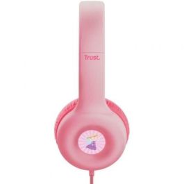 Trust 25277 Auriculares infantiles Nouna Kids rosas con micrófono, plegables y límite de volumen 85 dB para niños 4-10 años